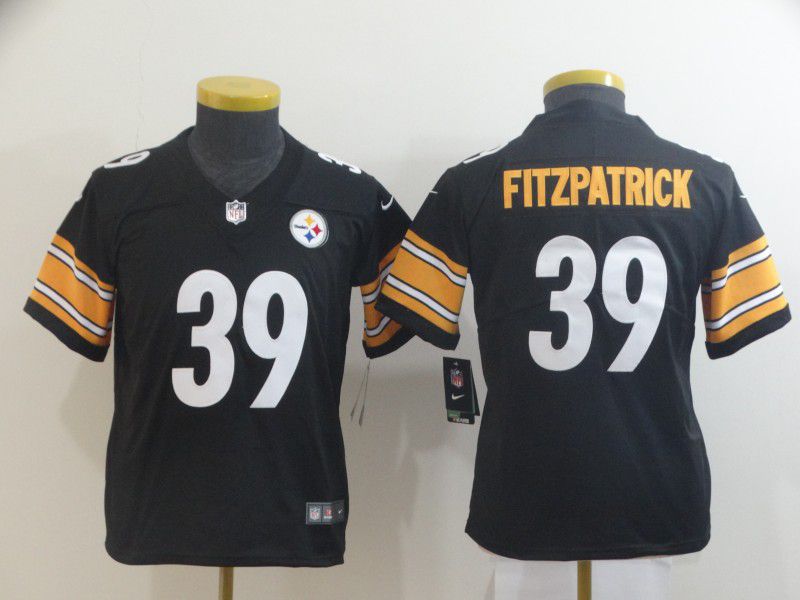 Youth Pittsburgh Steelers #39 Fitzpatrick Black Nike 2019 Vapor Untouchable Elite Player->youth nfl jersey->Youth Jersey